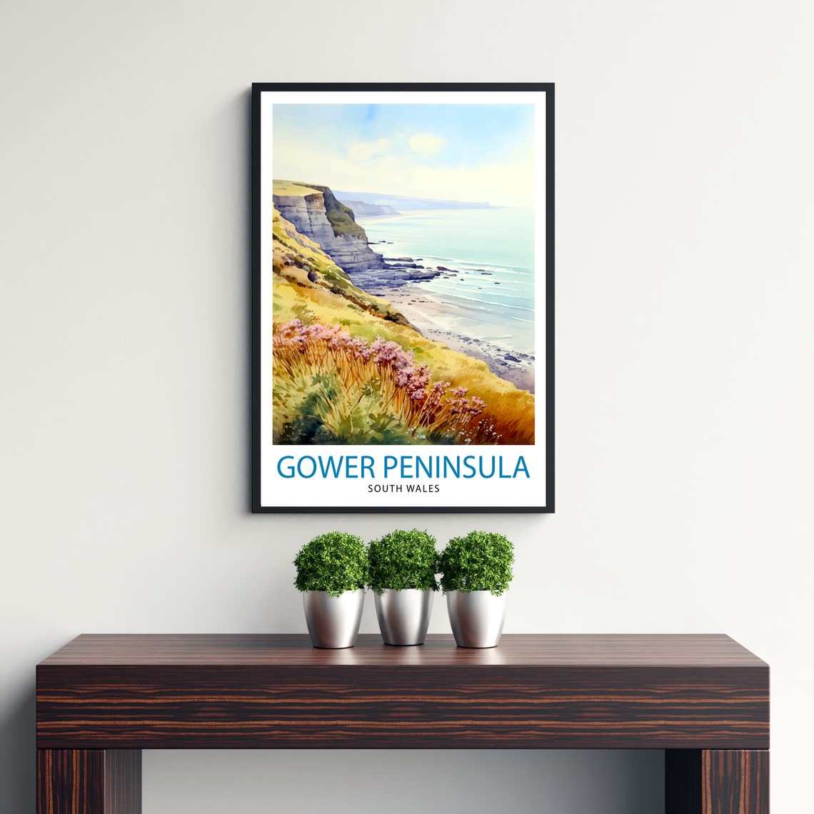 Gower Peninsula South Wales Sea Cliffs Wildflower Coast Poster - Image 3