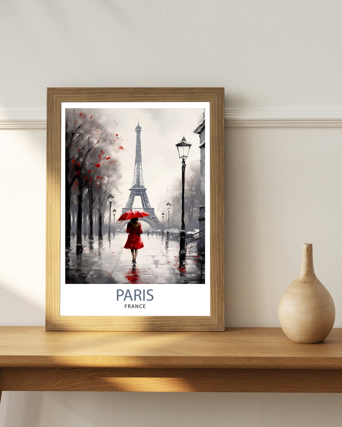 Paris France Travel Print Paris Wall Art Eiffel Tower Art France Travel Poster Paris Home Decor French Illustration Parisian Art Print - Image 3