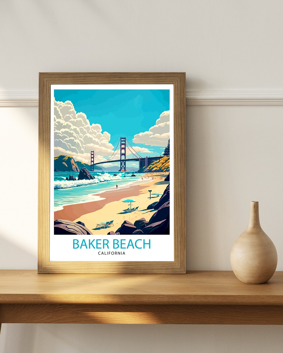 Baker Beach California Travel Poster, San Francisco - Image 2