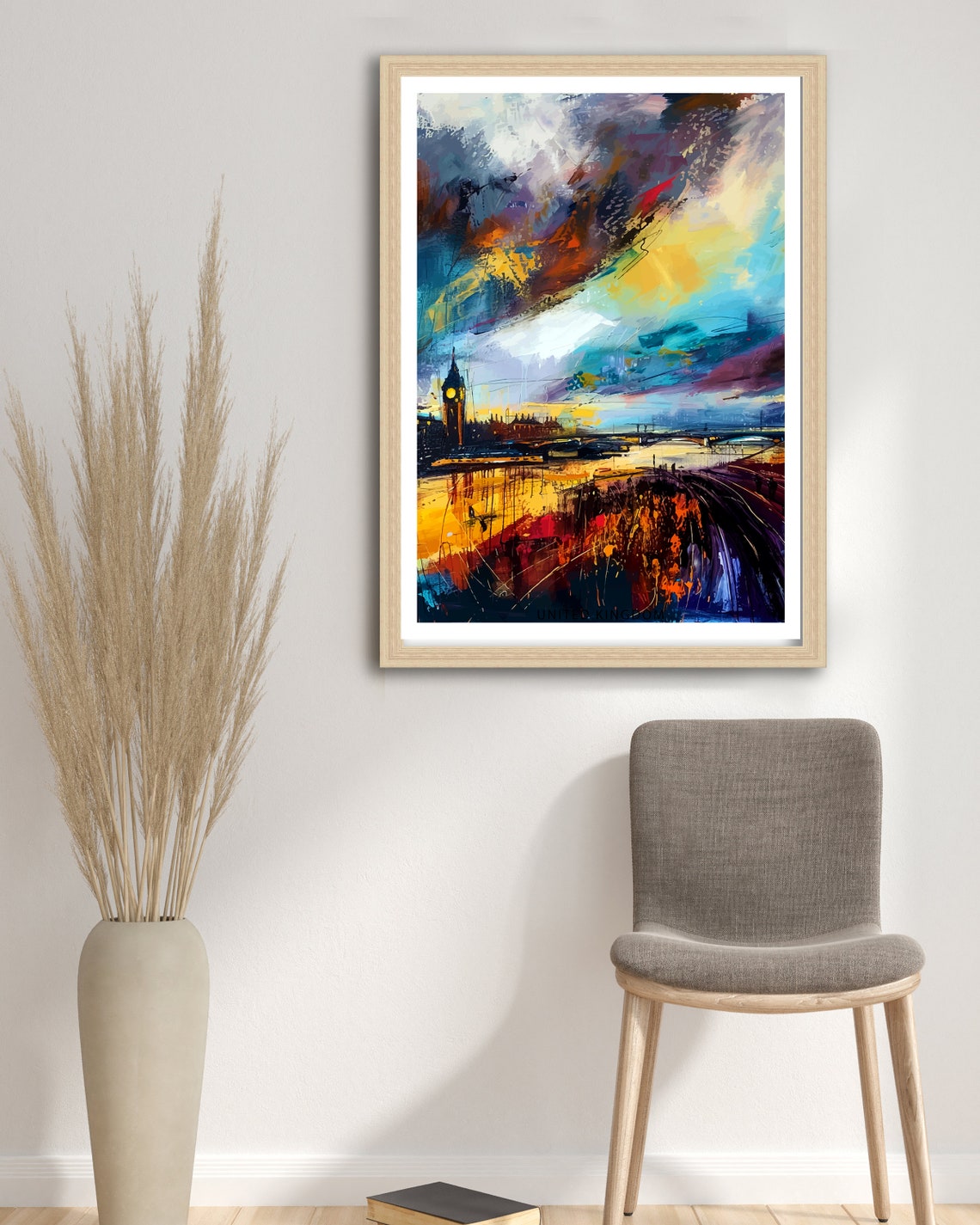 Abstract London Sunset Thames Big Ben Stormy Sky Colorful Poster - Image 2