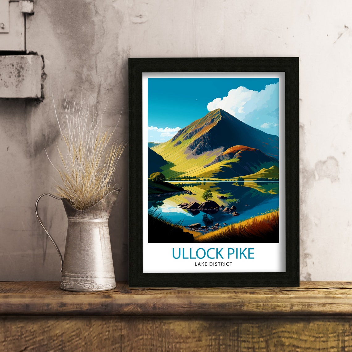 Ullock Pike Lake District Mountain Lake Reflection Travel Poster - Image 2