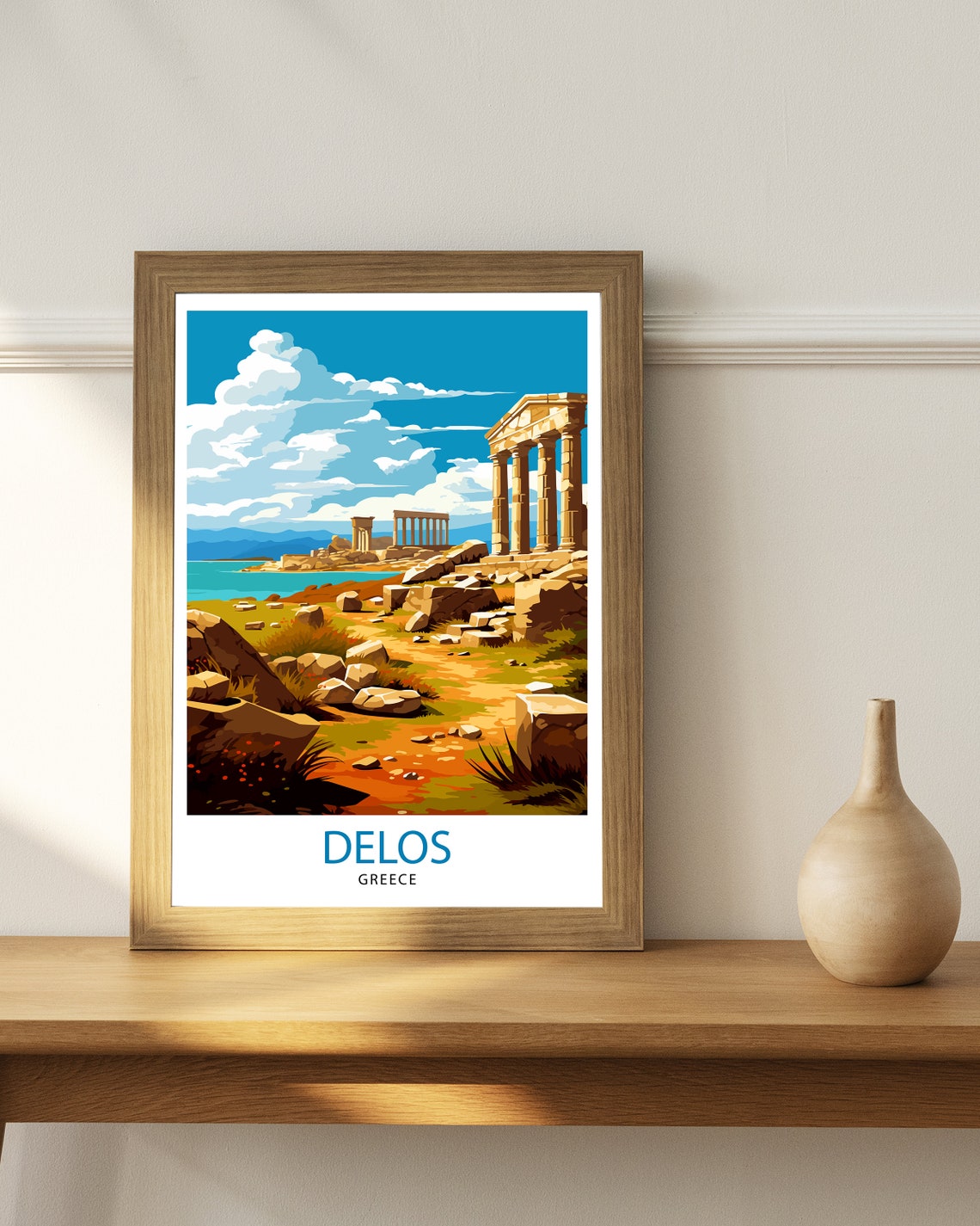 Delos Greece Travel Print Delos Island Wall Decor Delos Poster Greek Island Travel Prints Delos Art Print Delos Illustration Delos Wall Art - Image 2