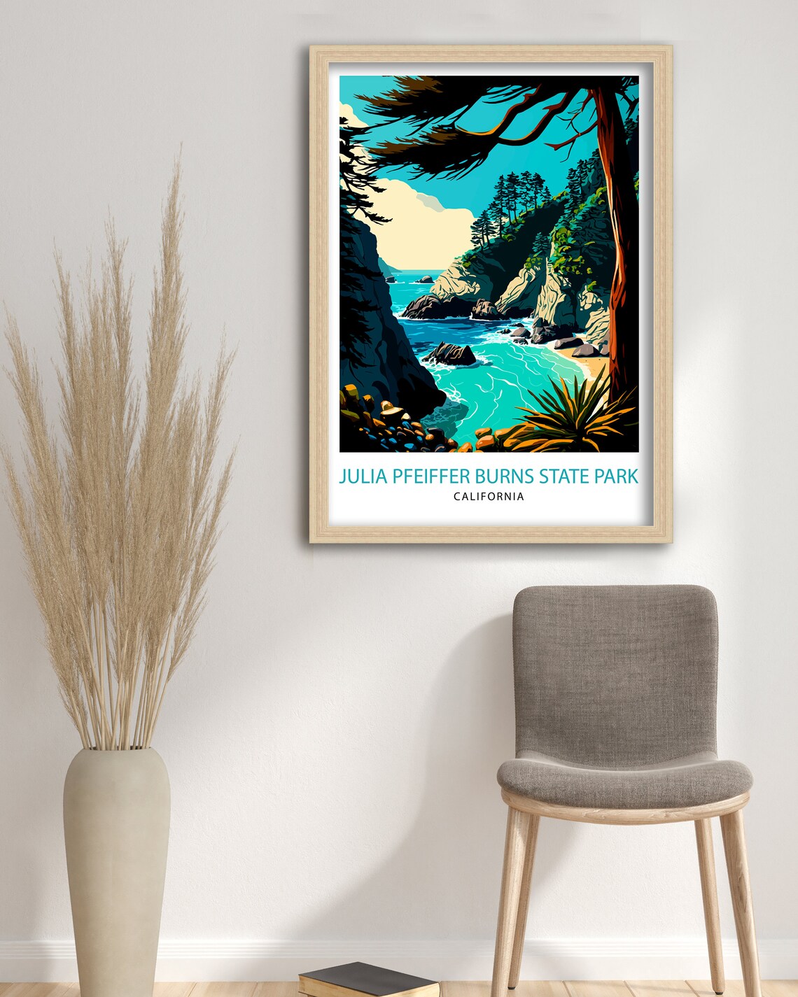 Julia Pfeiffer Burns State Park Big Sur Cove Vintage Travel Poster - Image 3