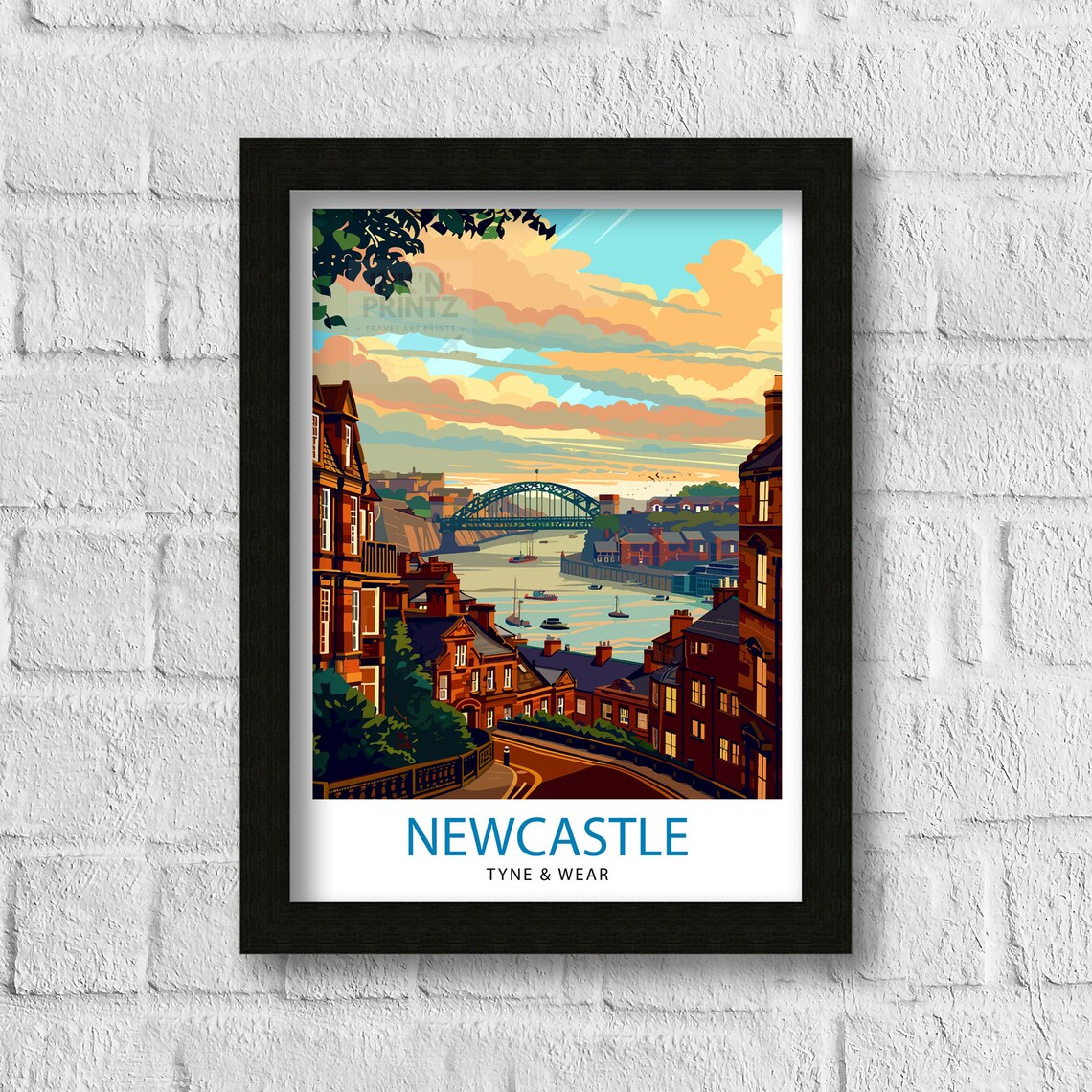 Newcastle Upon Tyne Travel Poster, England Decor - Image 3