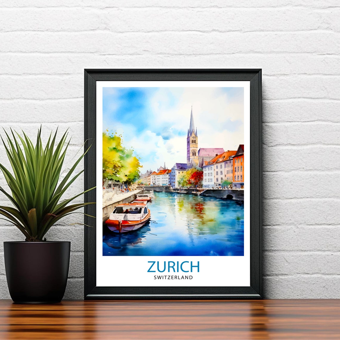 Zurich Switzerland Travel Print Zurich Wall Decor Zurich Home Living Decor Zurich Illustration Travel Poster Gift For Zurich Switzerland - Image 2