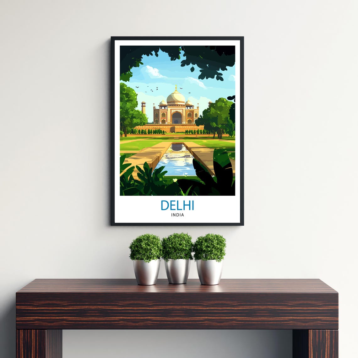 Delhi India Mughal Tomb Domed Mausoleum Reflecting Pool Poster - Image 3