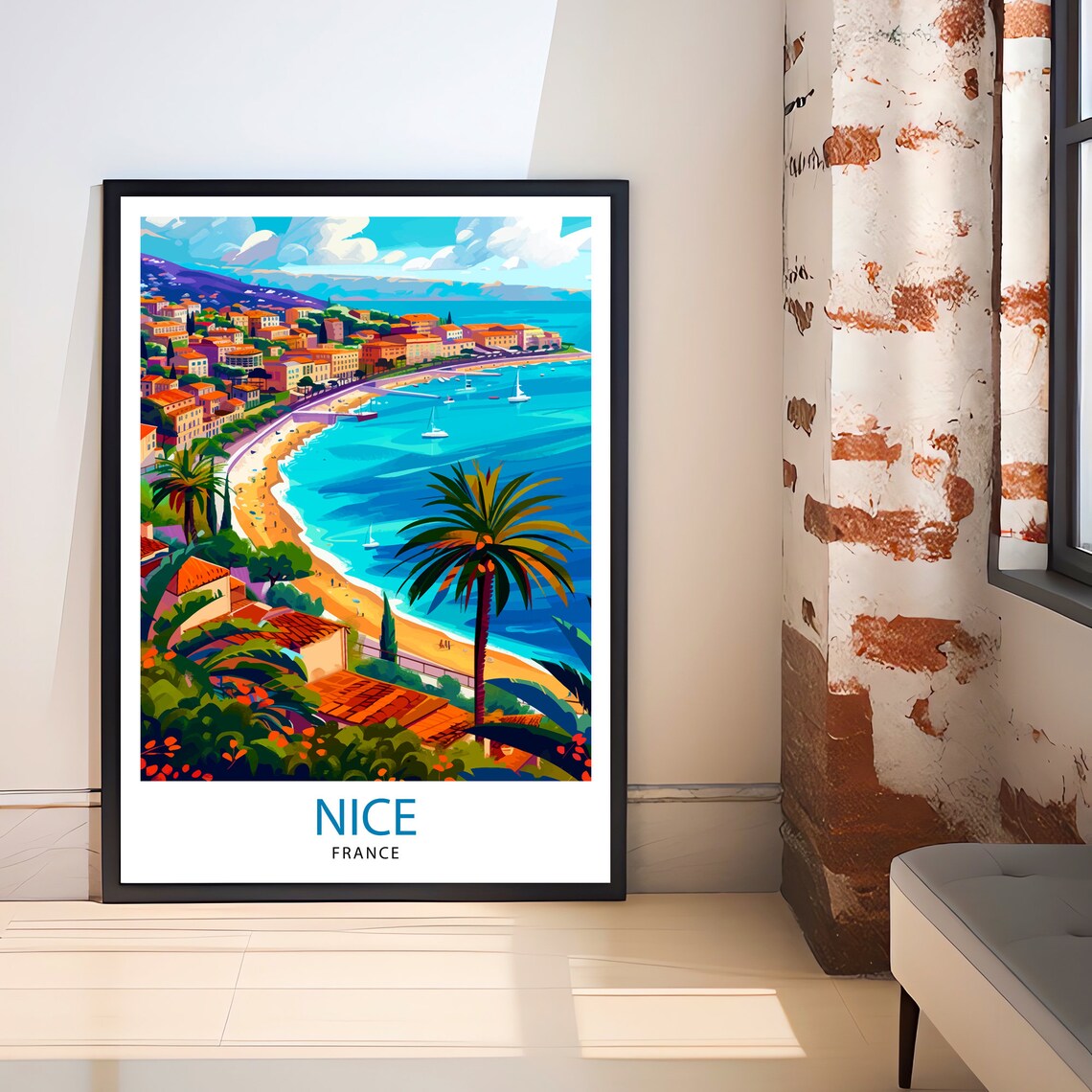 Nice France French Riviera Travel Poster Turquoise Beach Coast Art - Image 2