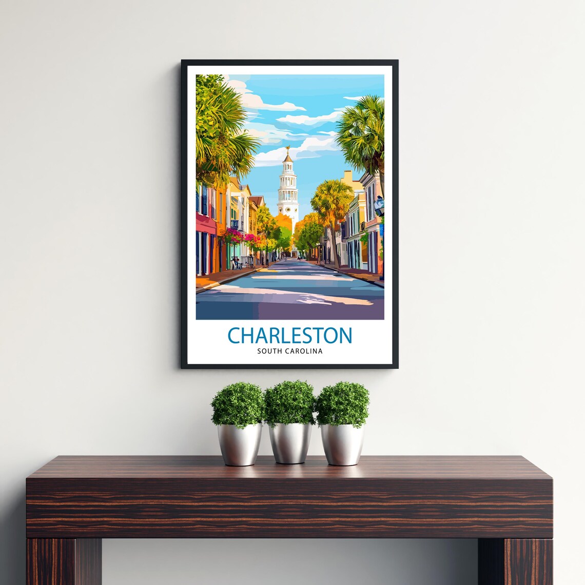 Charleston South Carolina Travel Poster, Skyline View - Image 2