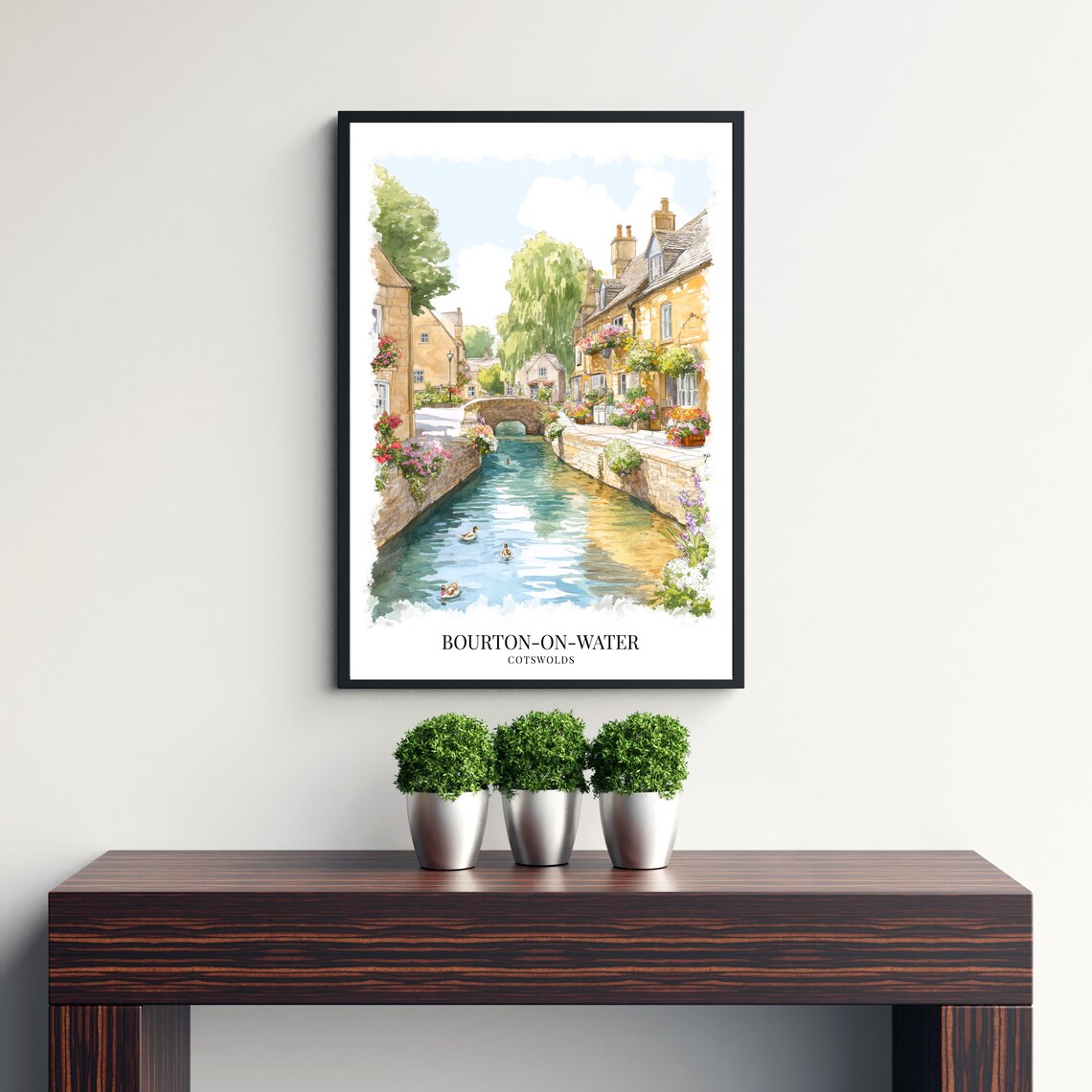Bourton-on-the-Water Watercolor Art Print, Cotswold Village