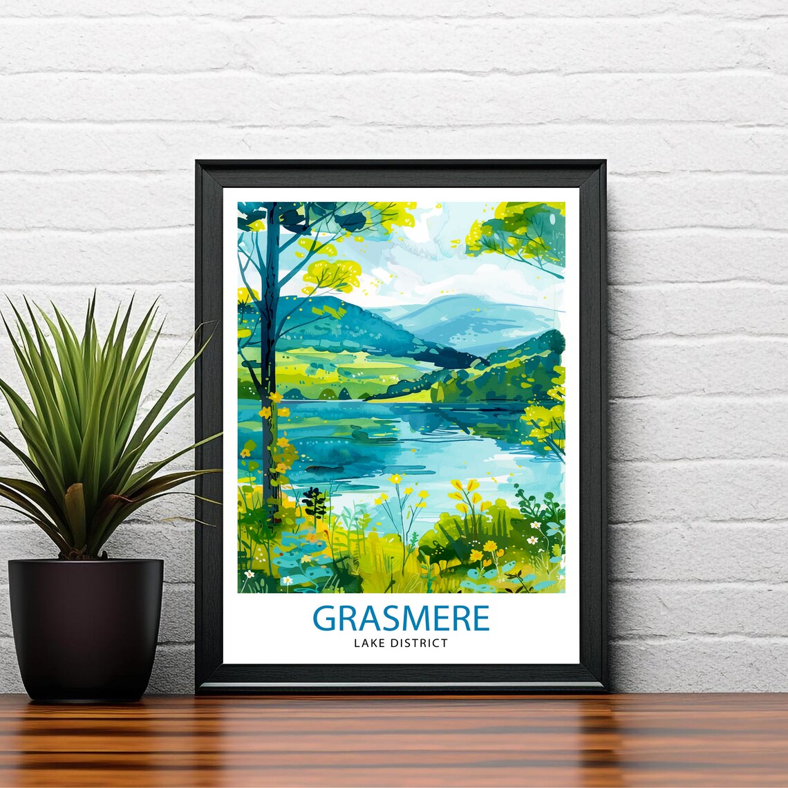 Grasmere Lake District Lake Fells Wildflower Scenic Travel Poster - Image 2