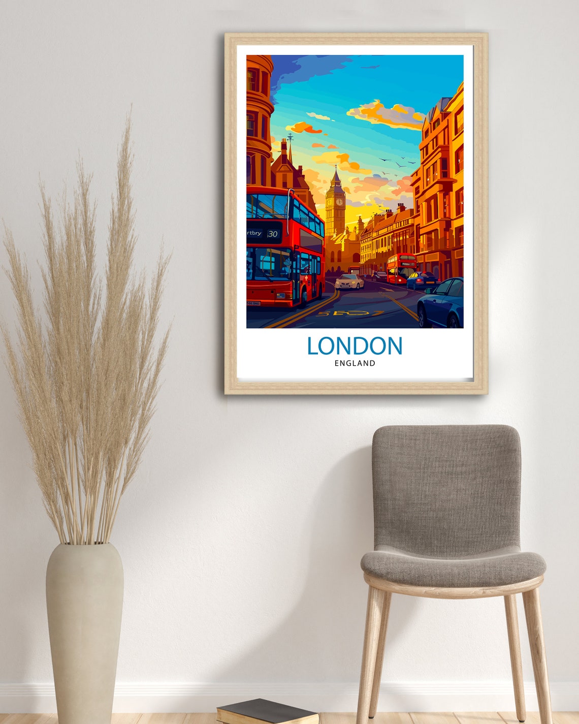 London Travel Print London Wall Art London Home Decor London Illustration Travel Poster Gift For London Uk Home Decor - Image 2