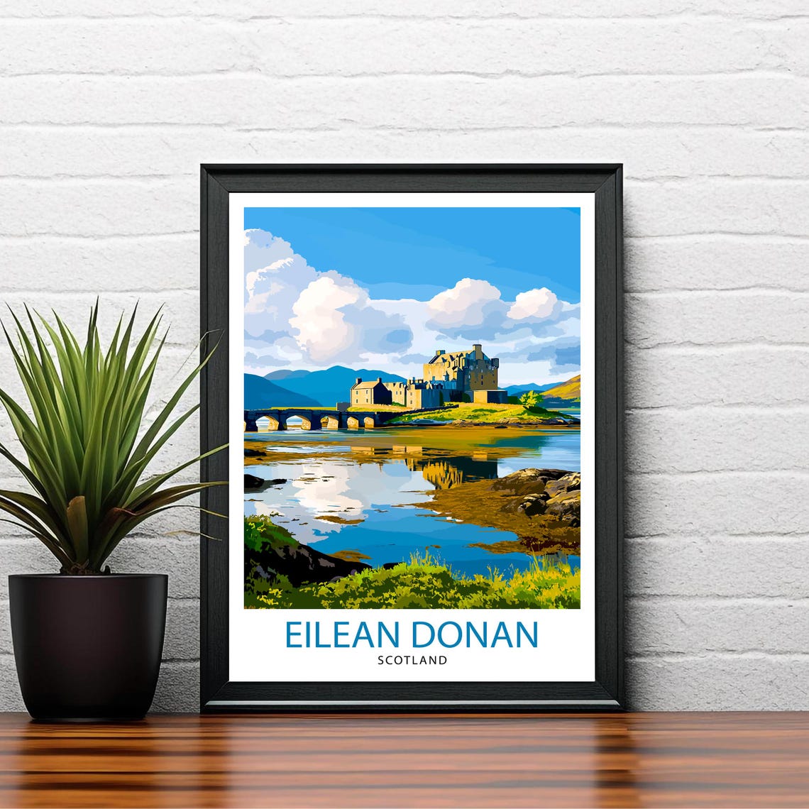 Historic Eilean Donan Castle Scotland Loch Mountain Travel Poster - Image 2