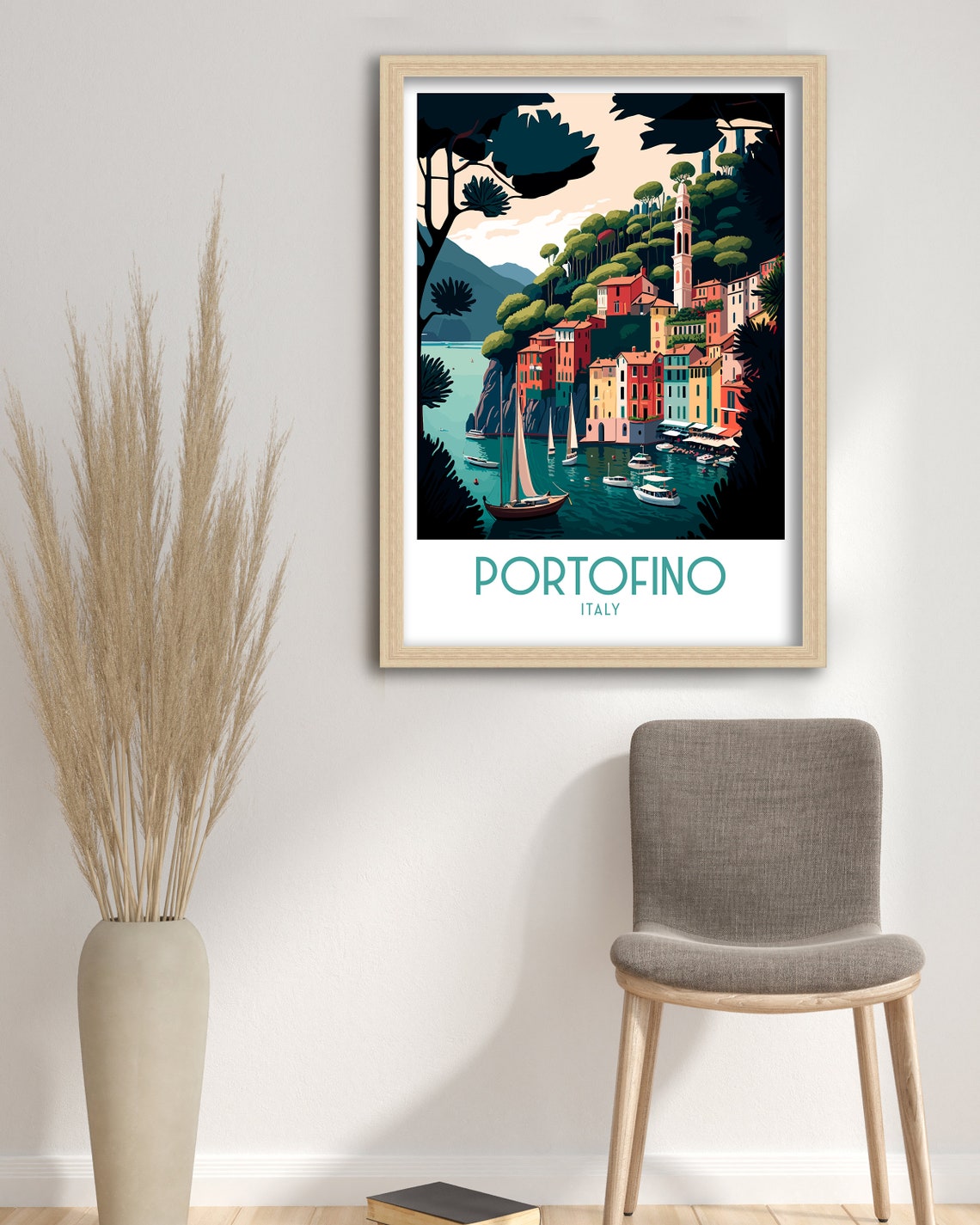 Portofino Travel Print Portofino Wall Decor Portofino Home Living Decor Portofino Italy Illustration Travel Poster Gift For Portofino - Image 3