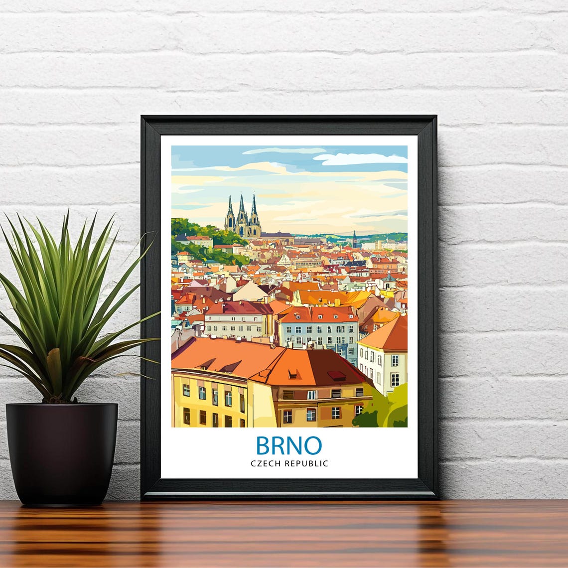 Brno Czech Republic Historic Old Town Rooftops Cathedral Poster - Image 2