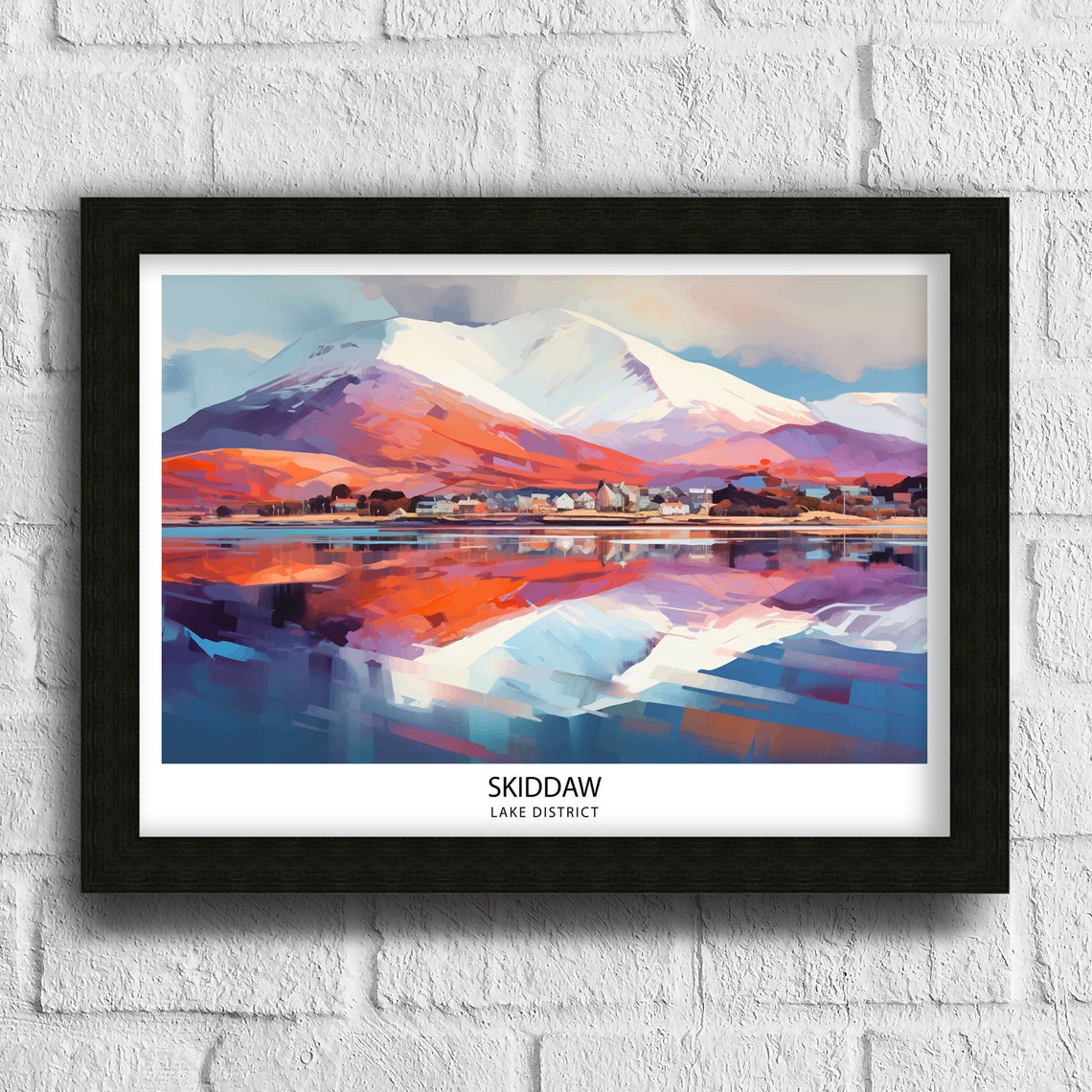 Skiddaw Lake District Snowy Peak Lake Mirror Reflection Poster - Image 3