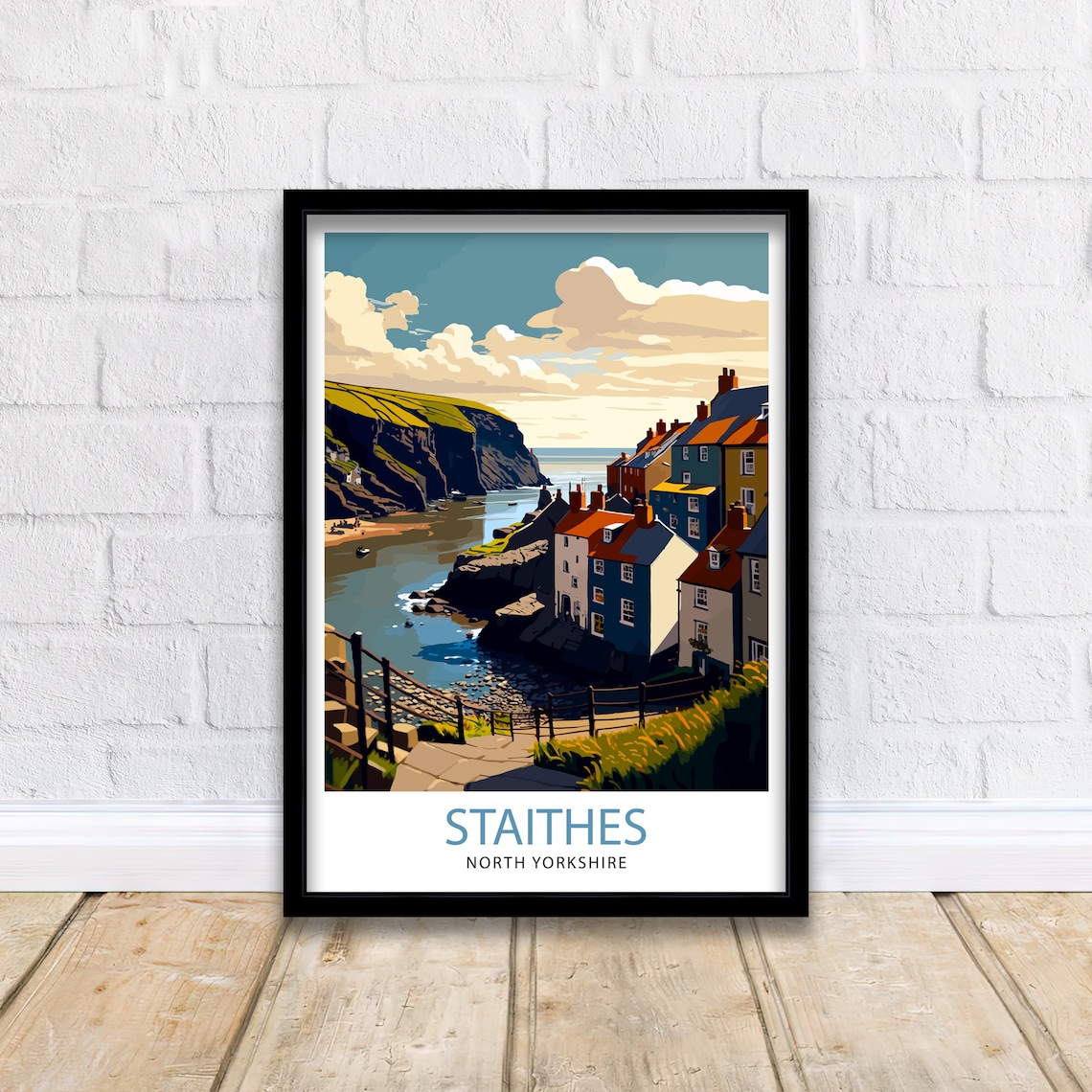 Staithes North Yorkshire Travel Poster, Wall Art - Image 2