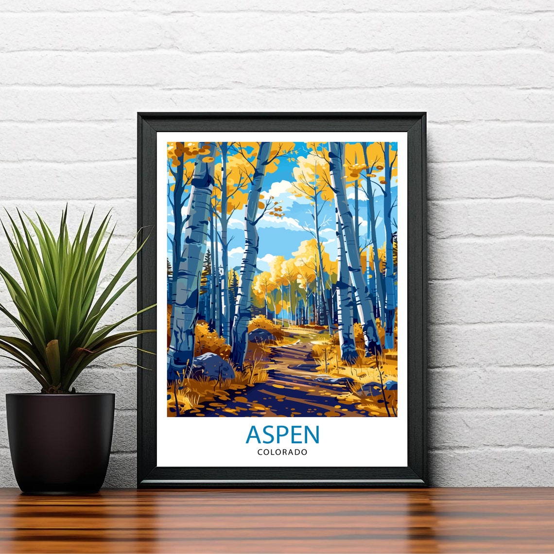 Aspen Colorado Golden Fall Aspen Grove Autumn Forest Path Poster - Image 2