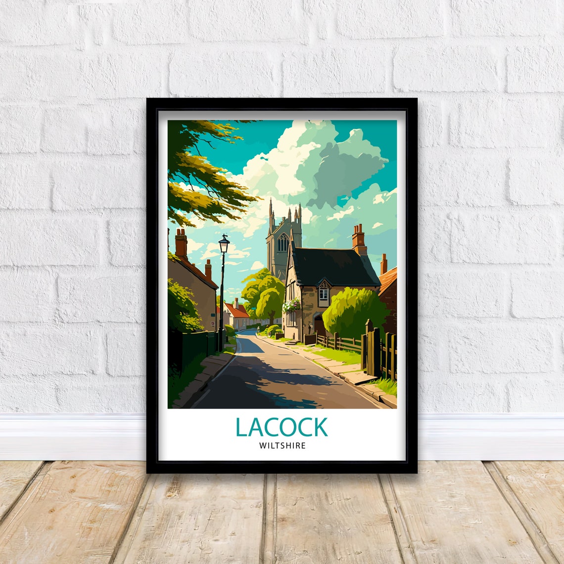 Laycock Wiltshire Travel Print Laycock Abbey Wall Art England Countryside Illustration Travel Poster Gift For England Lovers Uk Home Decor - Image 2