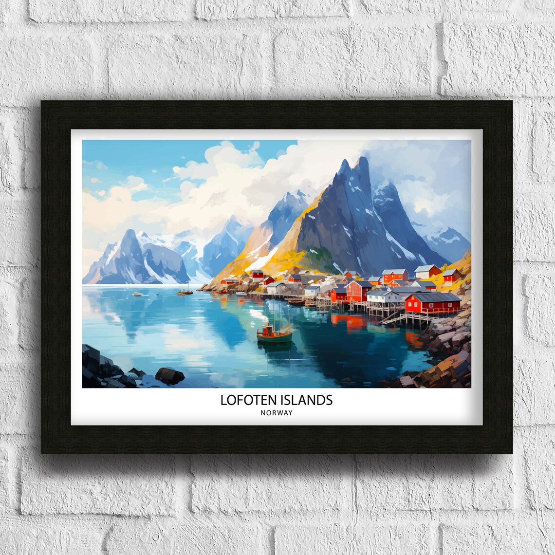 Lofoten Islands Norway Fishing Village Peaks Vintage Travel Poster - Image 3
