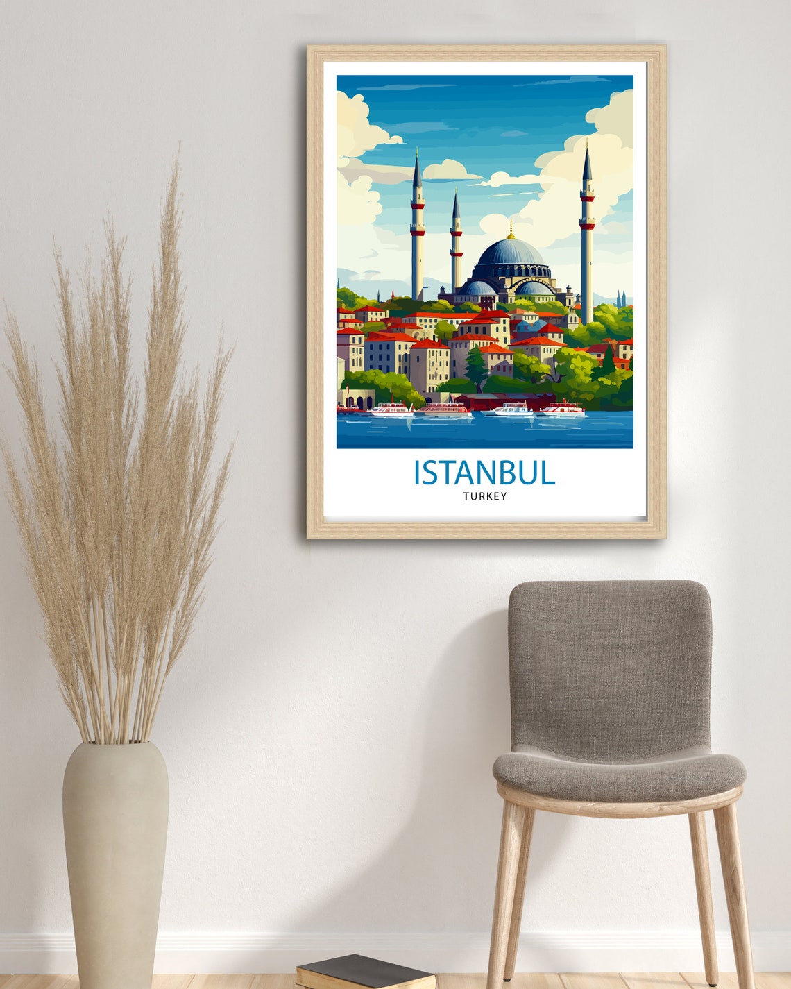 Istanbul Turkey Ottoman Mosque Minarets Skyline Waterfront Art Poster - Image 3
