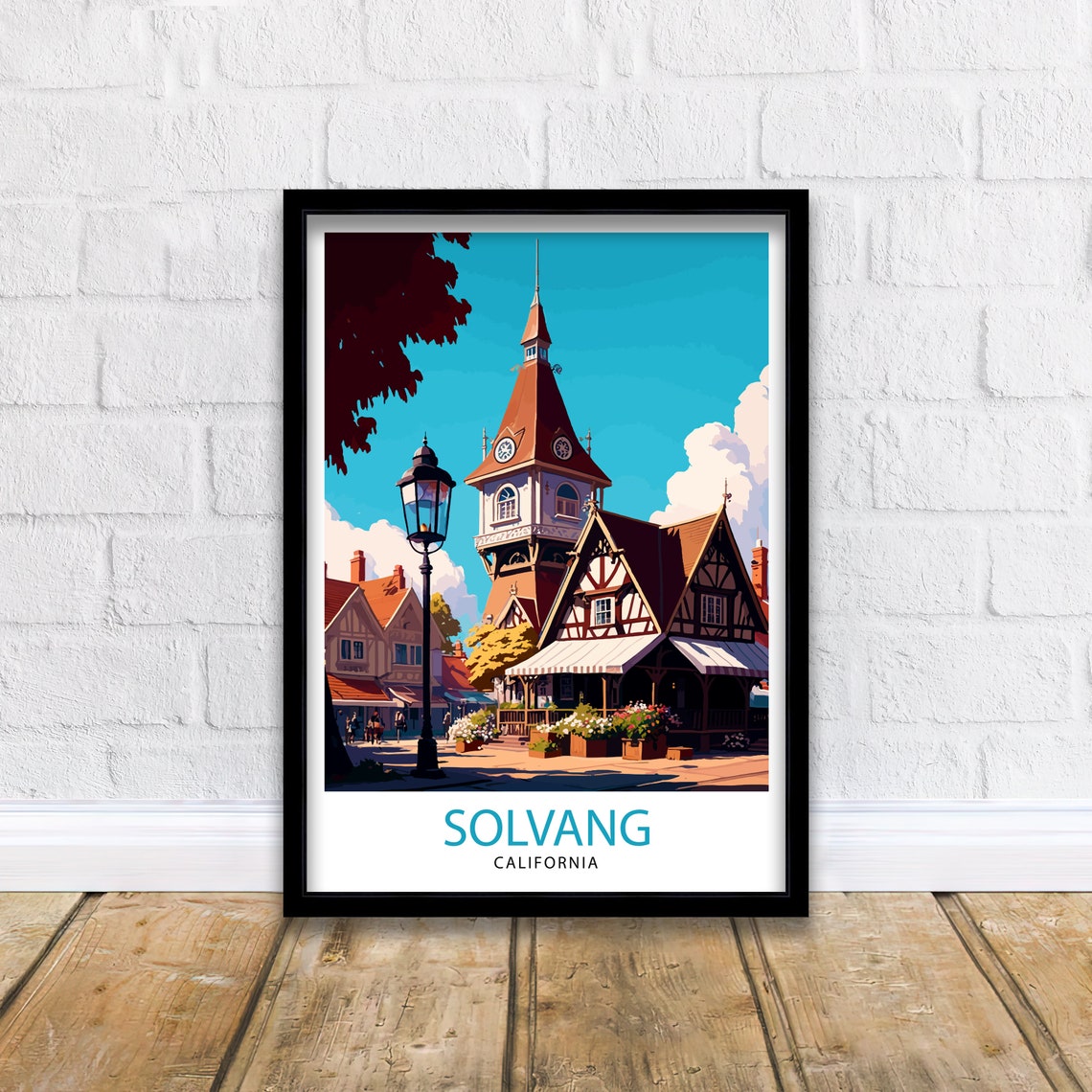 Solvang California Danish Village Clock Tower Sunny Day Poster