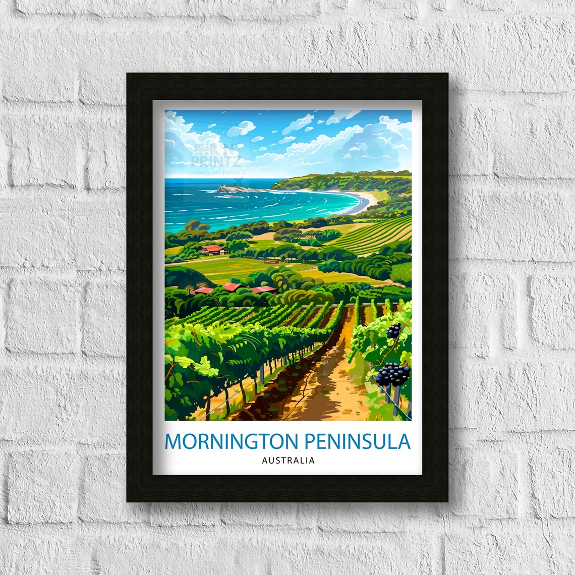 Mornington Peninsula Australia Vineyard Coast View Art Poster - Image 3
