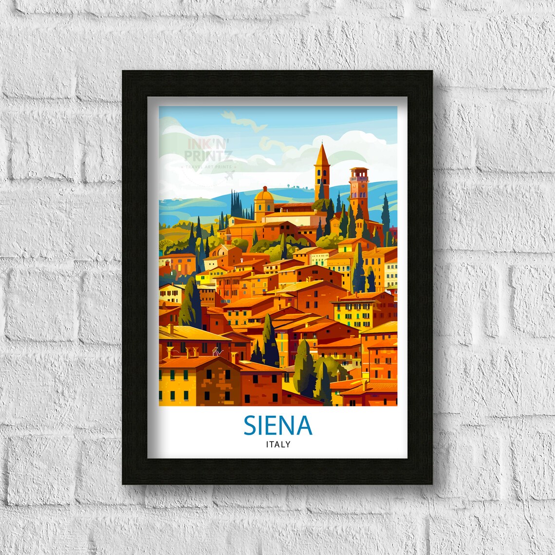Siena Italy Tuscan Hill Town Sunset Rooftops Golden Wall Art - Image 3