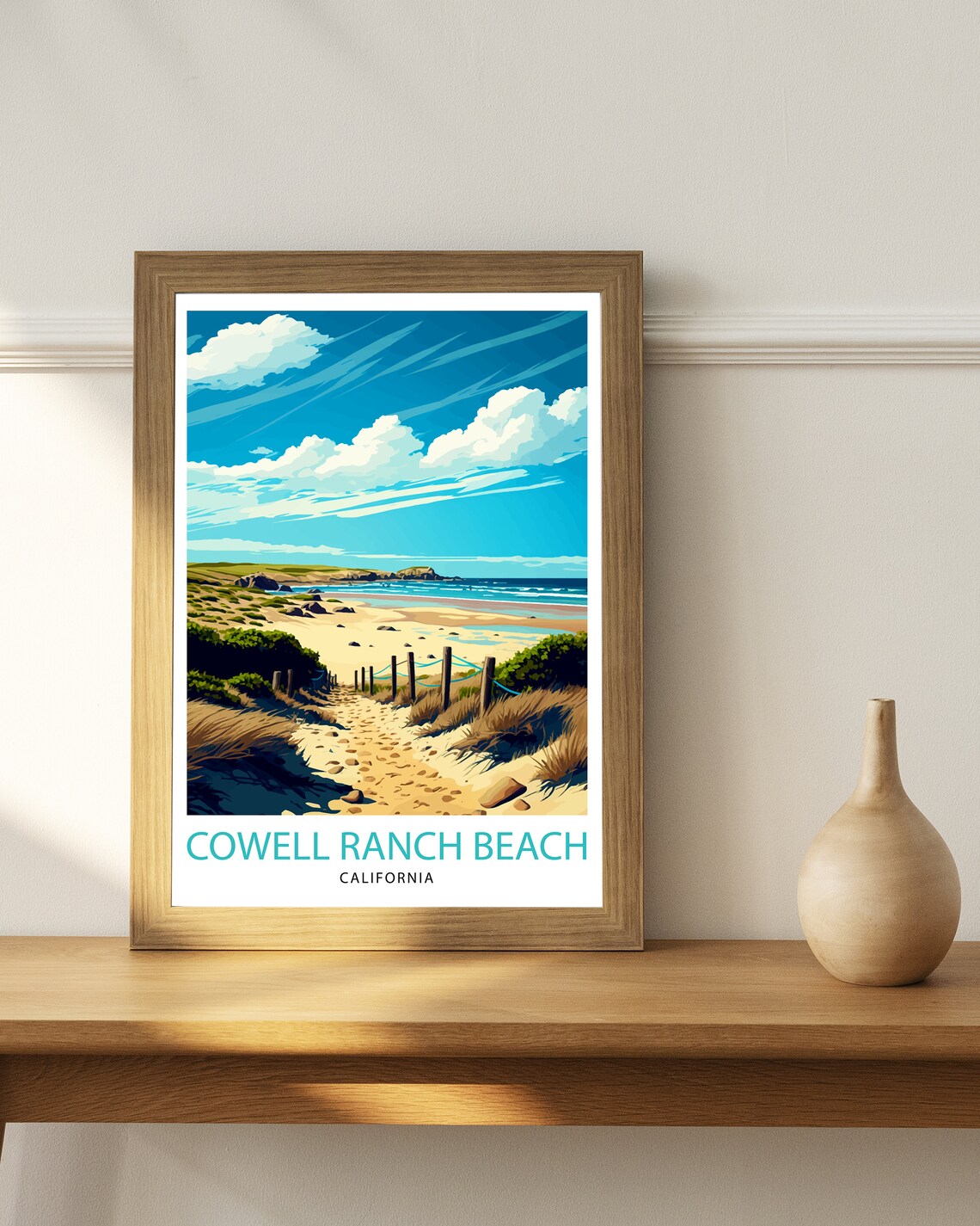 Cowell Ranch Beach California Dune Trail Vintage Travel Poster - Image 3