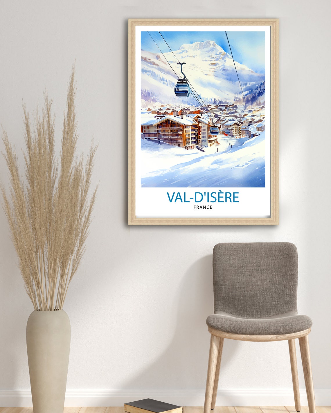 Val d'Isere French Alps Ski Resort Gondola Snow Scene Poster - Image 2