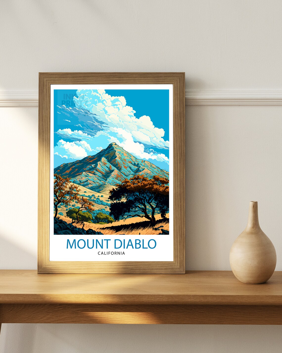 Mount Diablo California Peak Oaks Dramatic Clouds Travel Poster - Image 2