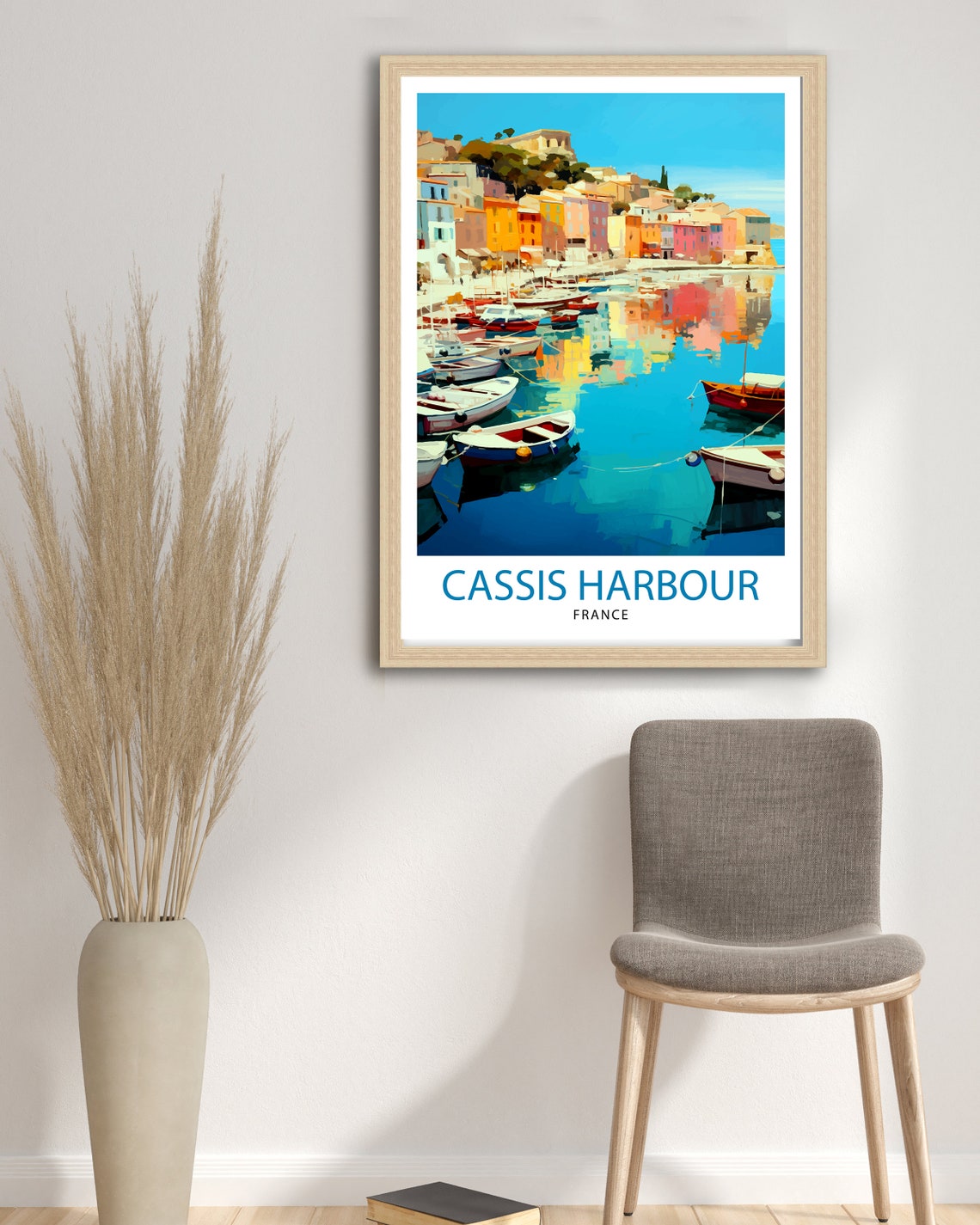 Cassis Harbour France Pastel Quay Sunlit Boats Reflection Poster - Image 3