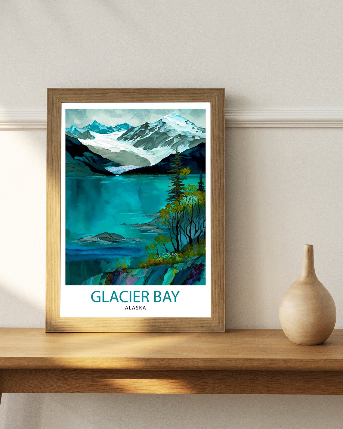 Glacier Bay Alaska Vintage Travel Poster Turquoise Fjord Glacier View - Image 3