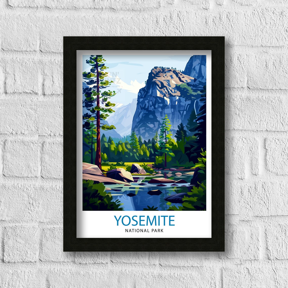 Yosemite National Park Travel Print Yosemite Wall Art Yosemite Home Living Decor Yosemite Illustration Travel Poster Gift For Yosemite Fans - Image 3