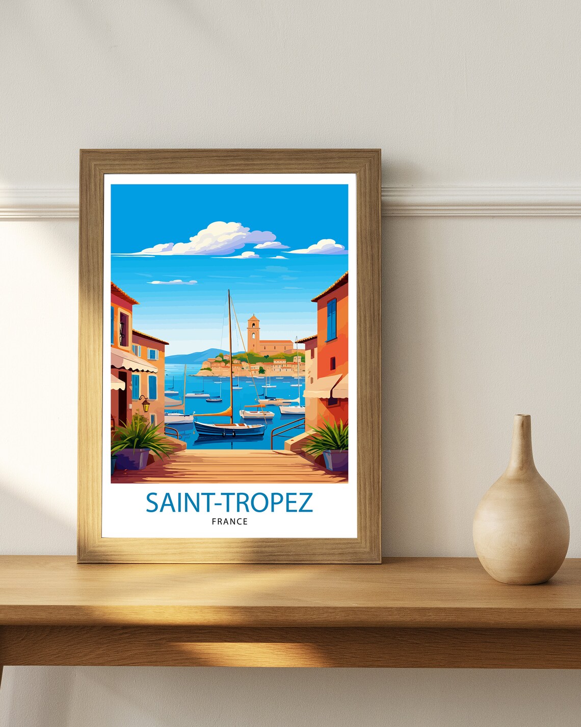 Saint-Tropez France Harbor Sailboats Riviera Vintage Travel Poster - Image 2