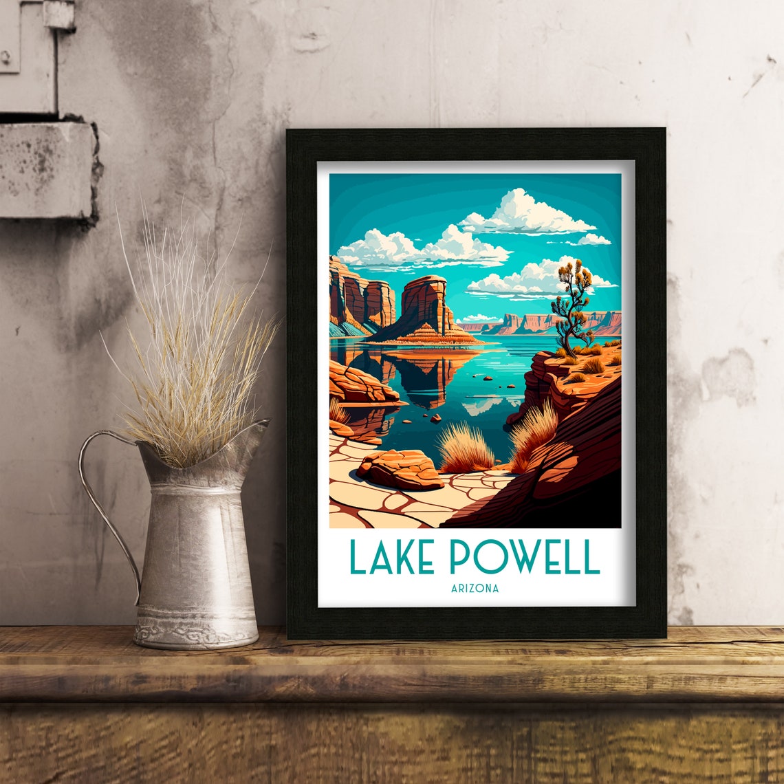 Lake Powell Arizona Travel Print Arizona Wall Decor Lake Powell Poster Usa Travel Prints Lake Powell Art Print Lake Powell Illustration - Image 2