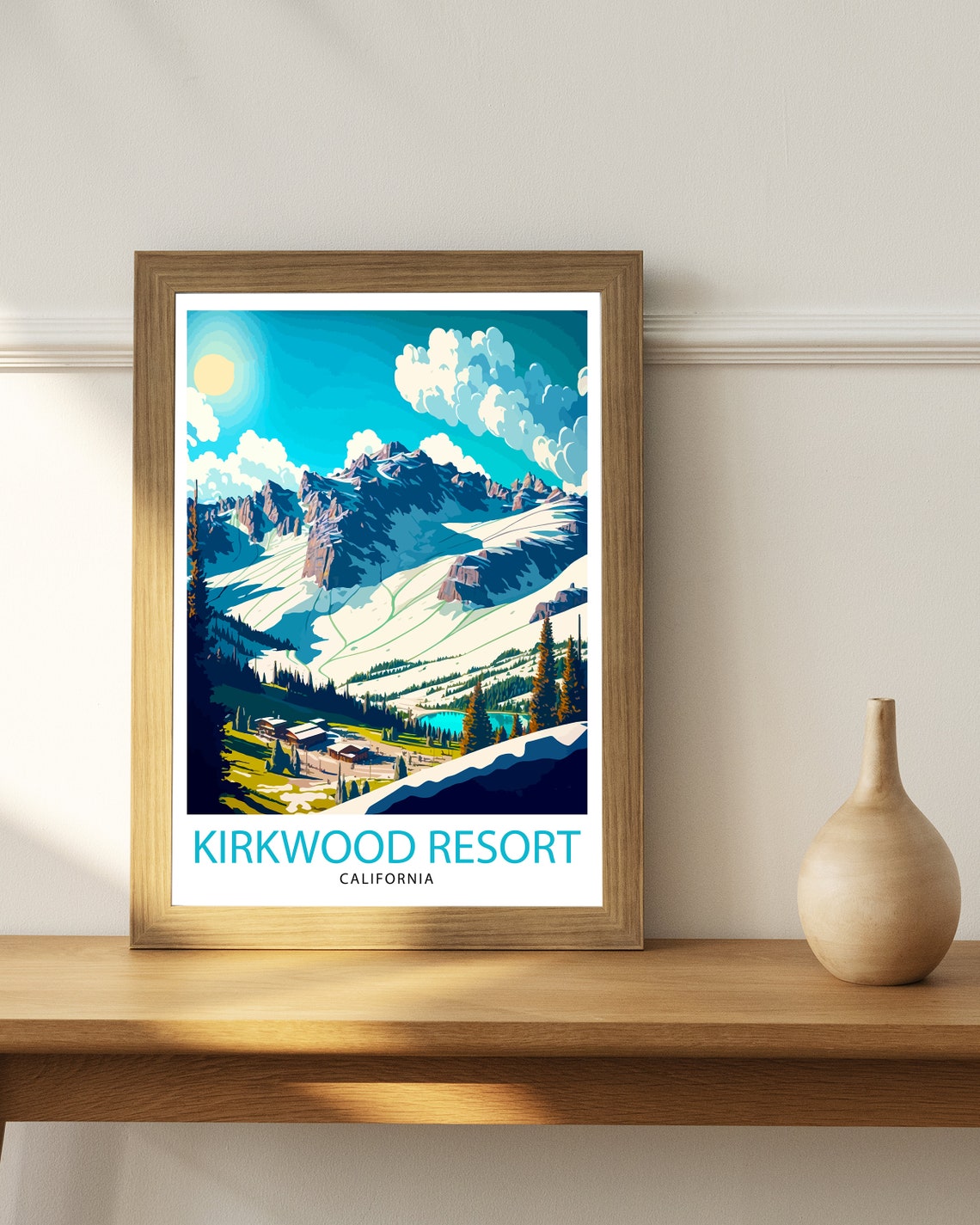 Kirkwood Resort California Snowy Ski Mountain Peak Travel Poster - Image 2