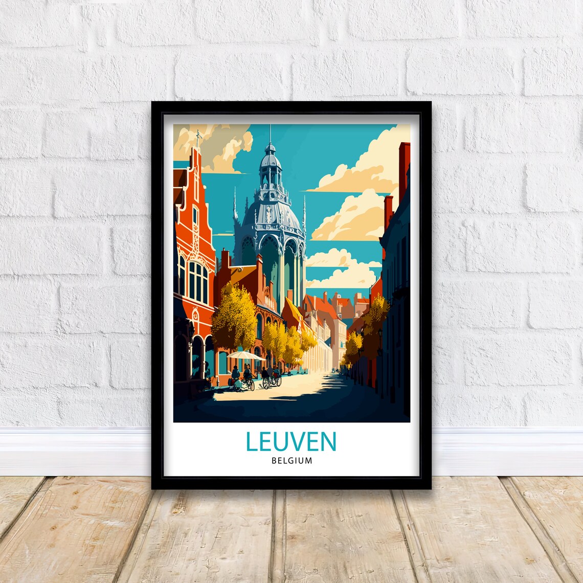 Leuven Belgium Grand Beguinage Church Street Vintage City Poster - Image 3