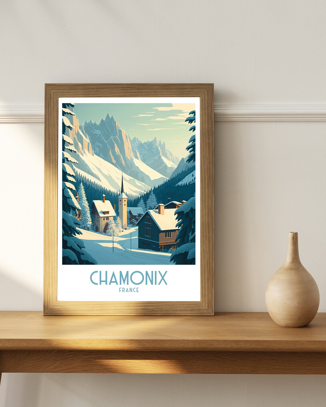 Chamonix Travel Poster, France Skiing Art - Image 3