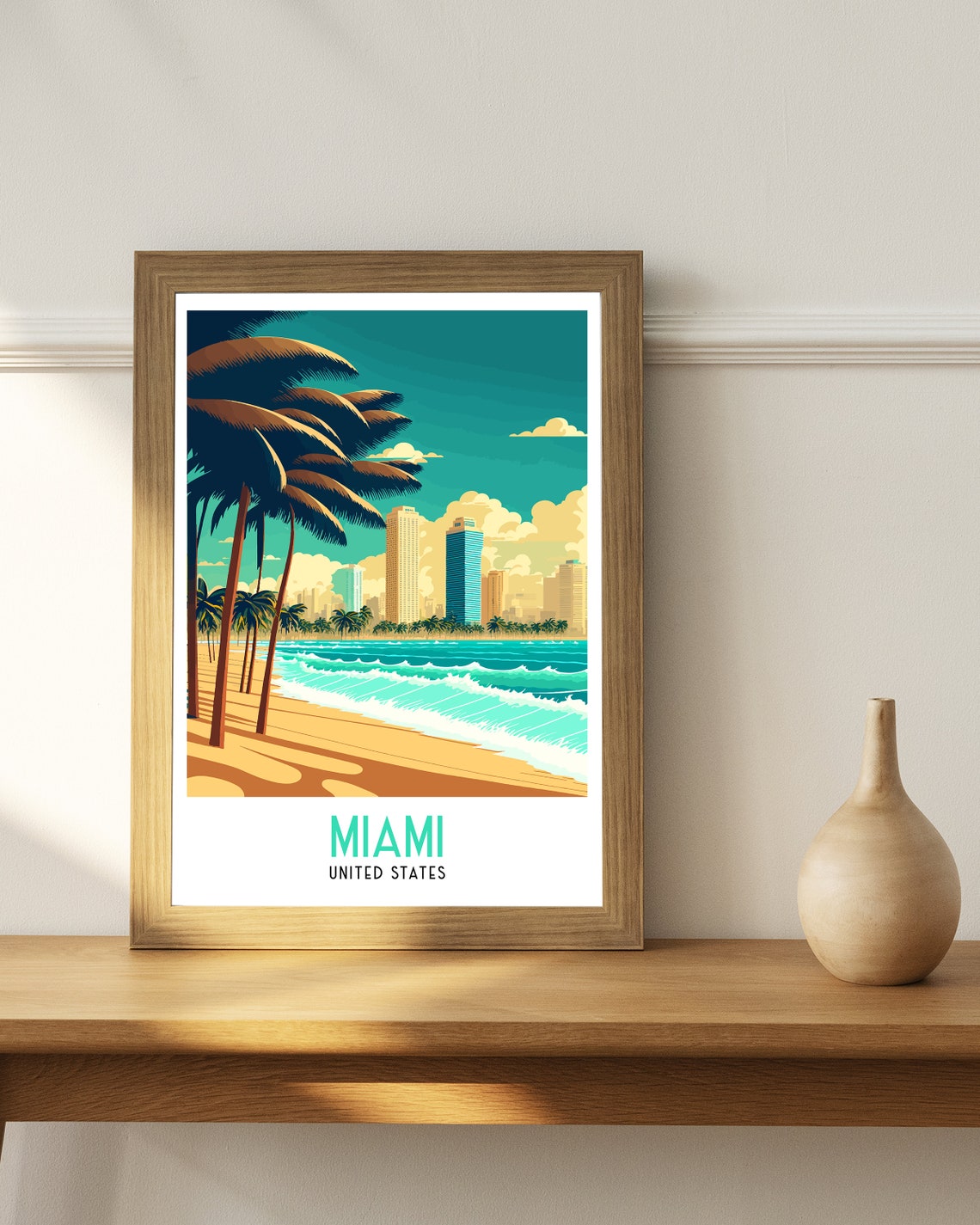 Miami Travel Print Miami Print Miami Poster Travel Poster Travel Print Miami Wall Art Miami Travel Poster Travel Wall Art - Image 2