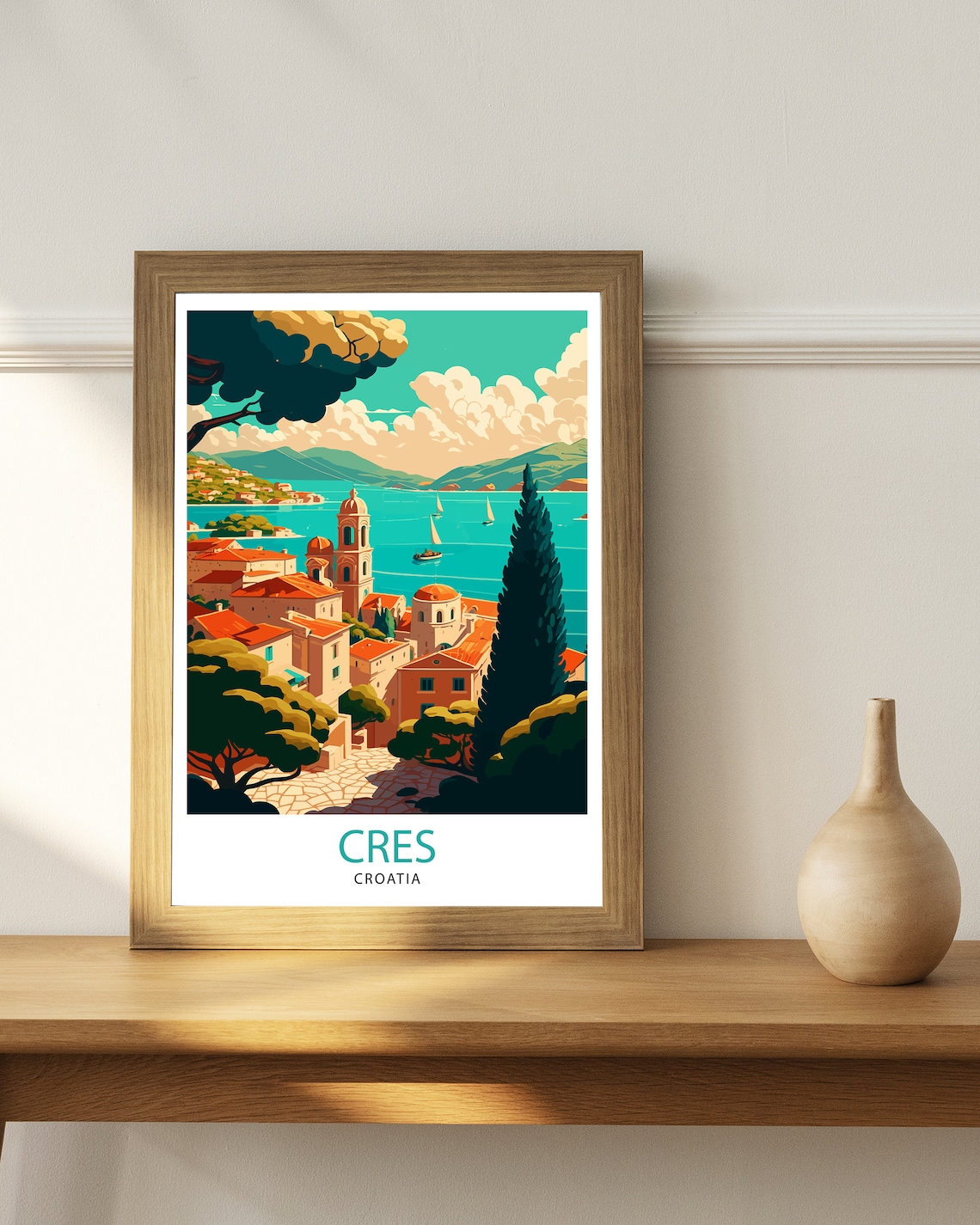 Cres Croatia Seaside Harbor Old Town Island Coast Travel Poster - Image 3