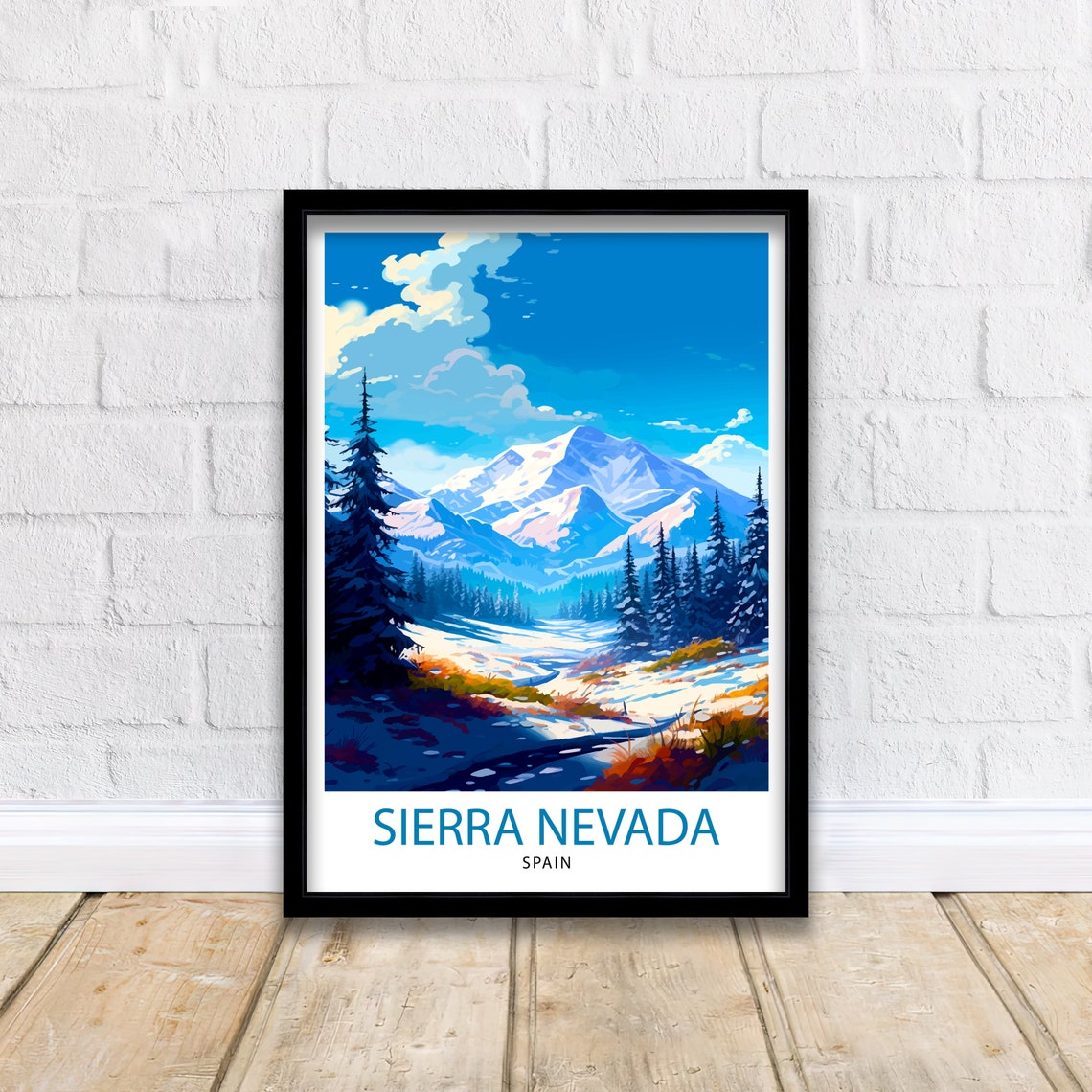 Sierra Nevada Spain Snow Capped Peaks Pine Forest Travel Poster - Image 2