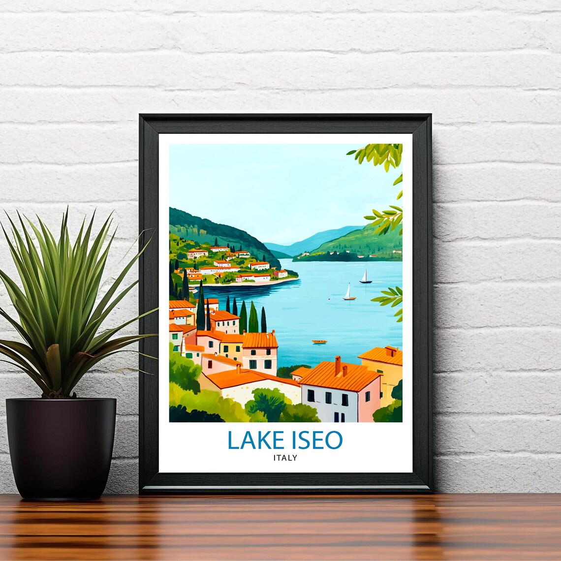Lake Iseo Italy Travel Poster, Italian Lake Landscape - Image 2