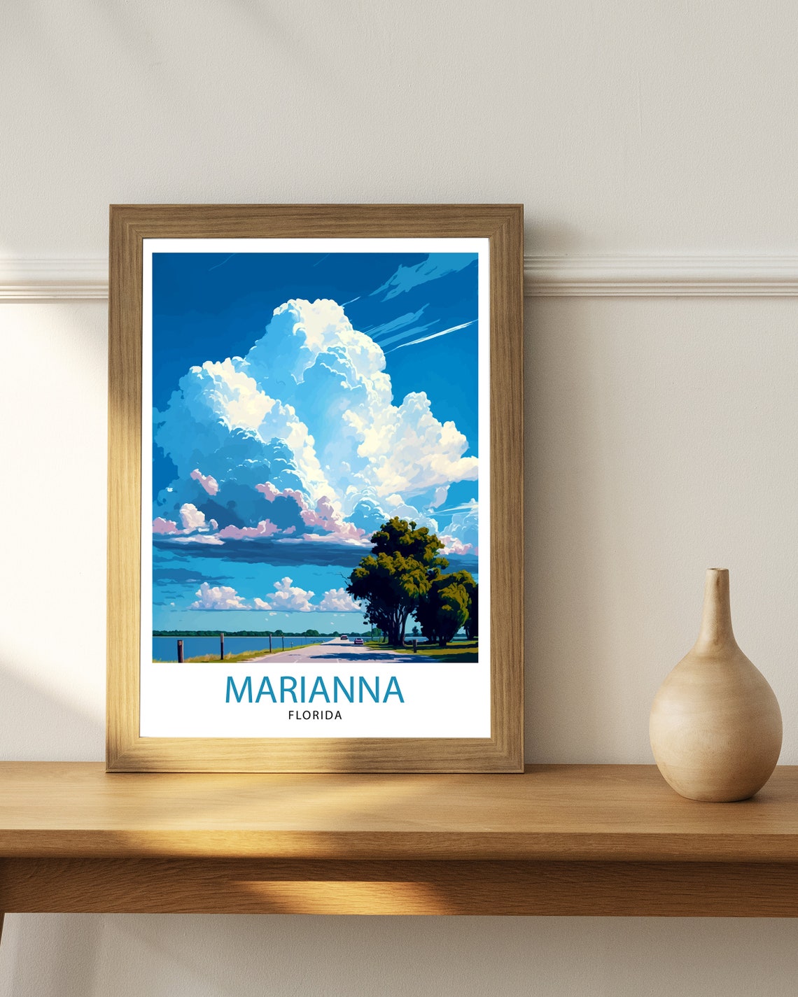 Marianna Florida Vintage Travel Poster Cloud Sky Cypress Lake Road - Image 3