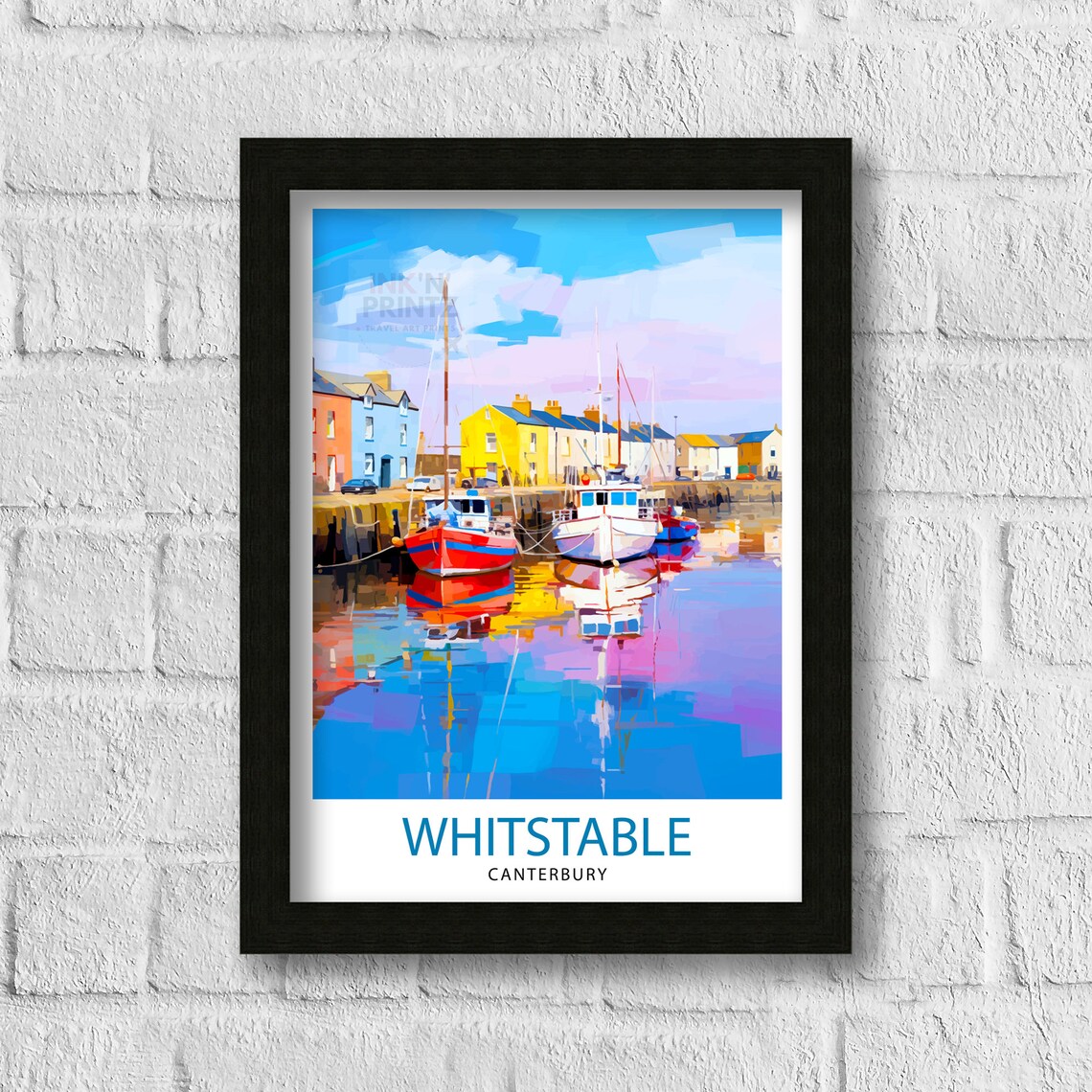 Whitstable Canterbury Harbour Boats Waterfront Kent Coast Poster - Image 3