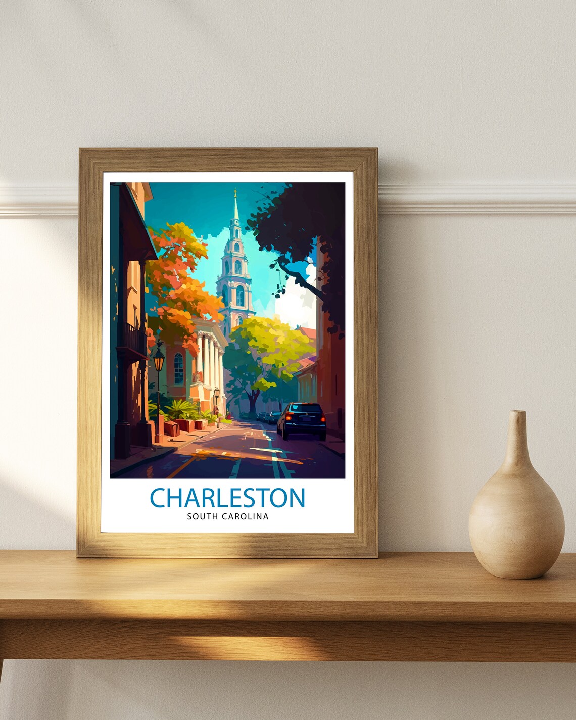 Charleston South Carolina Church Street Vintage Travel Poster - Image 2