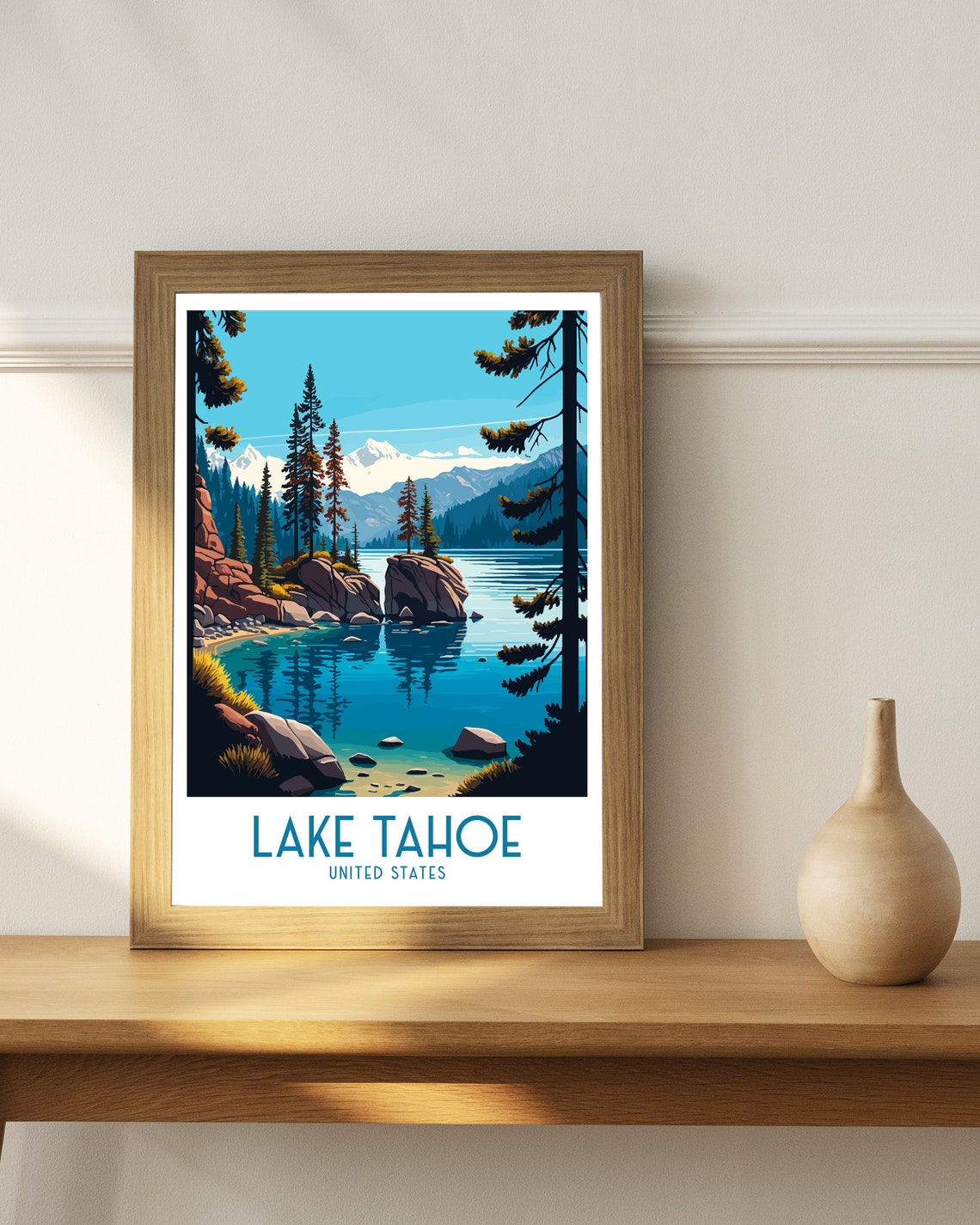 Lake Tahoe Travel Print Lake Tahoe Lake Tahoe Poster Travel Poster Lake Tahoe Wall Art Print Travel Print Wall Art - Image 2