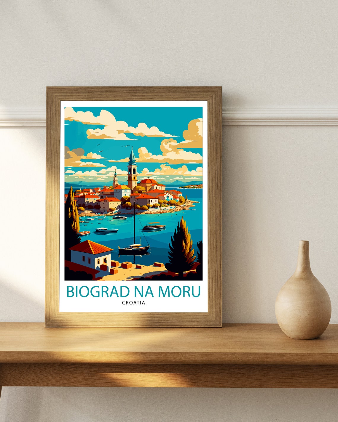 Biograd Na Moru Croatia Harbor Boats Old Town Vintage Travel Poster - Image 3