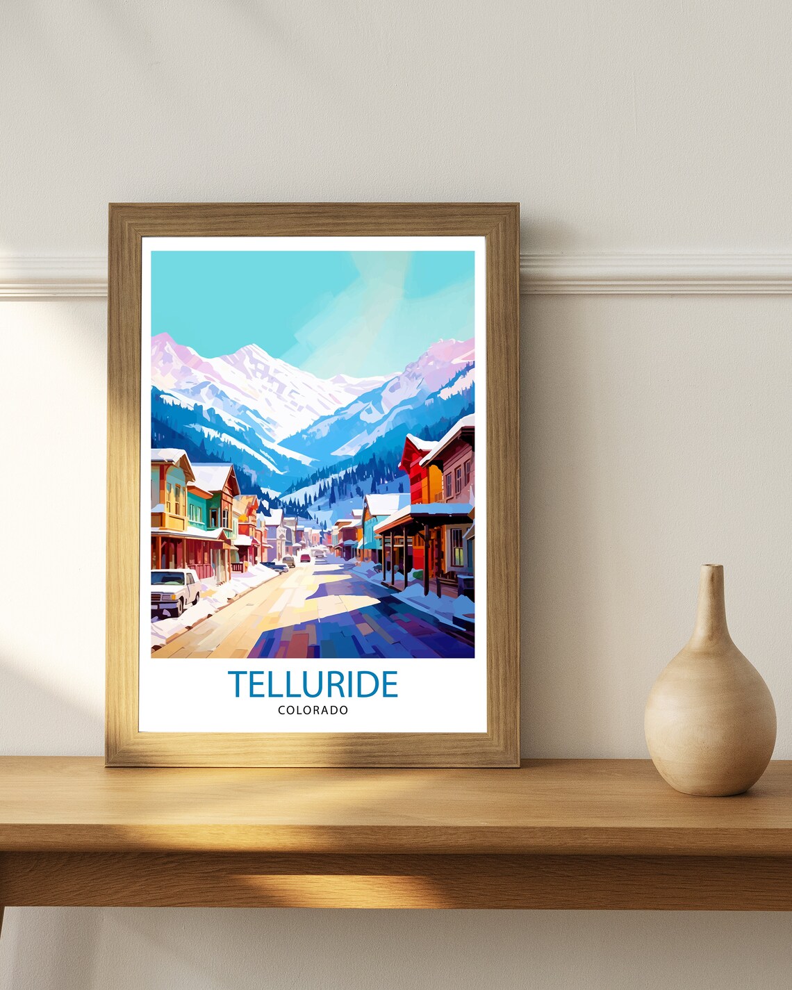 Telluride Colorado Snowy Mountain Town Street Winter Scene Poster - Image 3