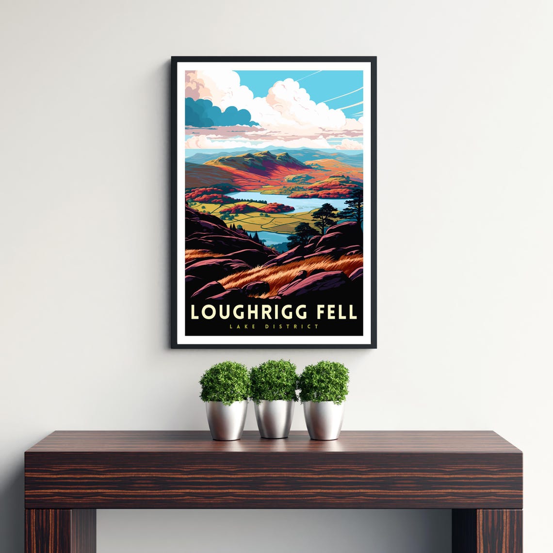 Loughrigg Fell Lake District Vintage Fell Landscape Art Poster - Image 2