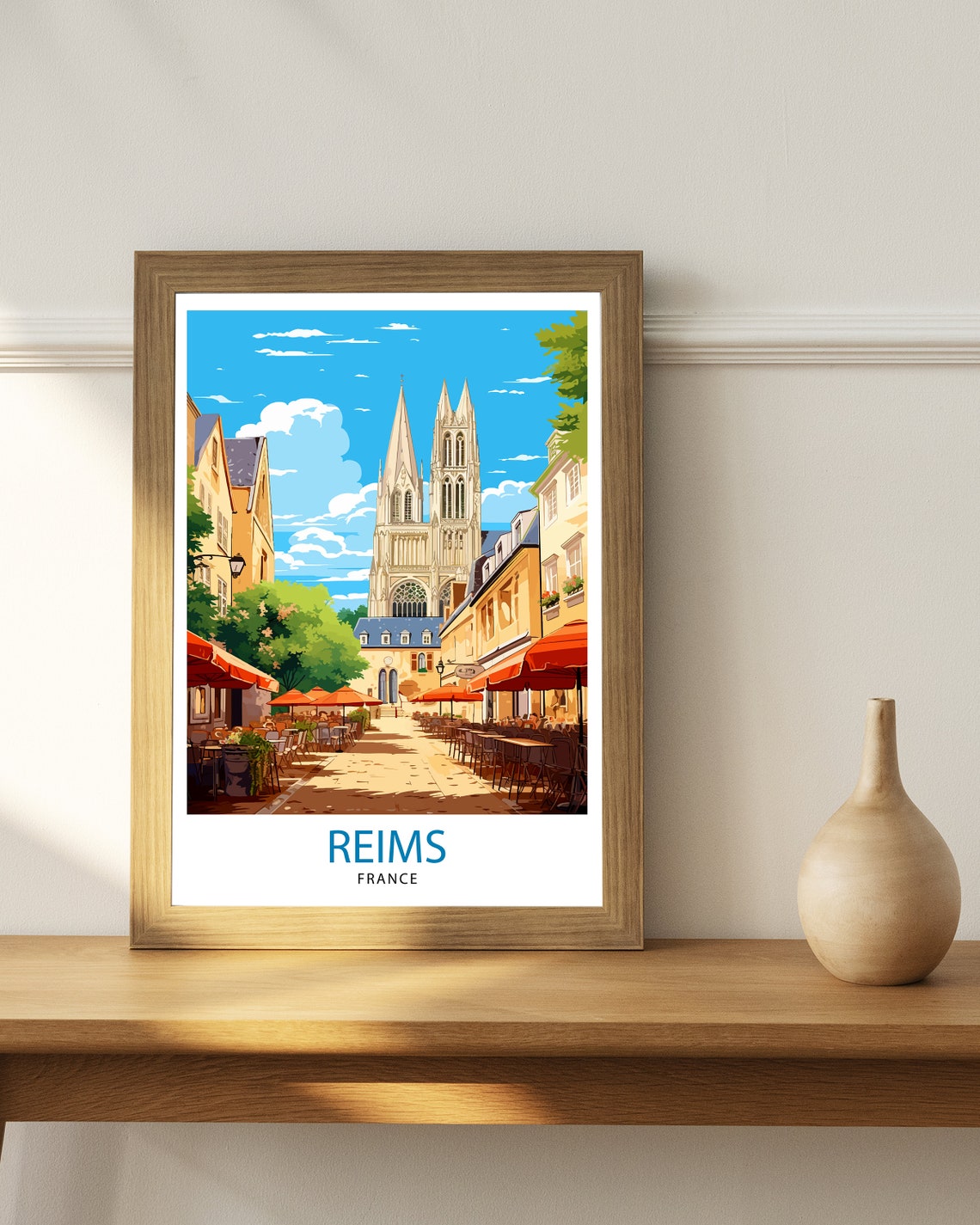 Reims France Travel Print Reims Wall Decor Reims Home Living Decor Reims France Illustration Travel Poster Gift For Reims France Home Decor - Image 3